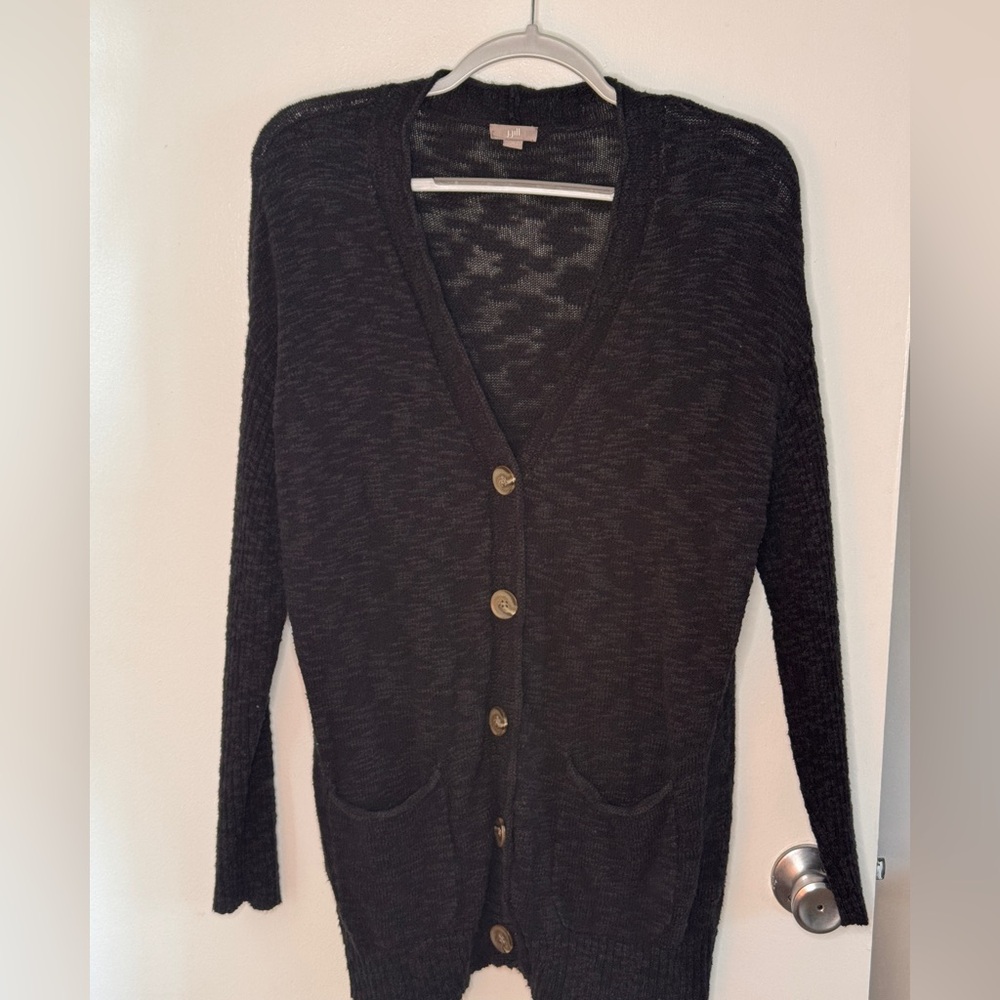 J. Jill Black Button-Up Cardigan